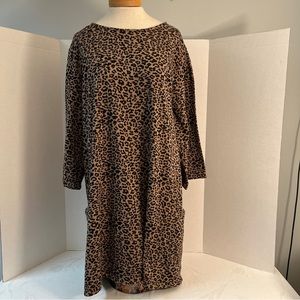 Massini , Women’s 3X Leopard Tunic. Long sleeves with pockets 35 inches long